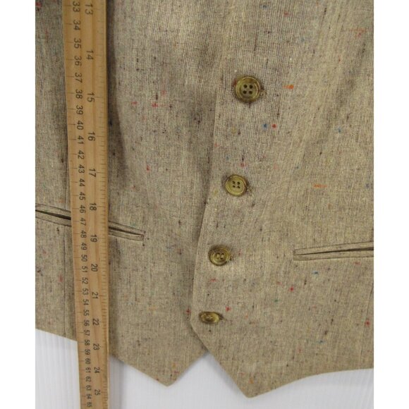 VINTAGE Yves Saint Laurent Waistcoat Vest Small Wool Tweed Speckled * - Picture 3 of 11
